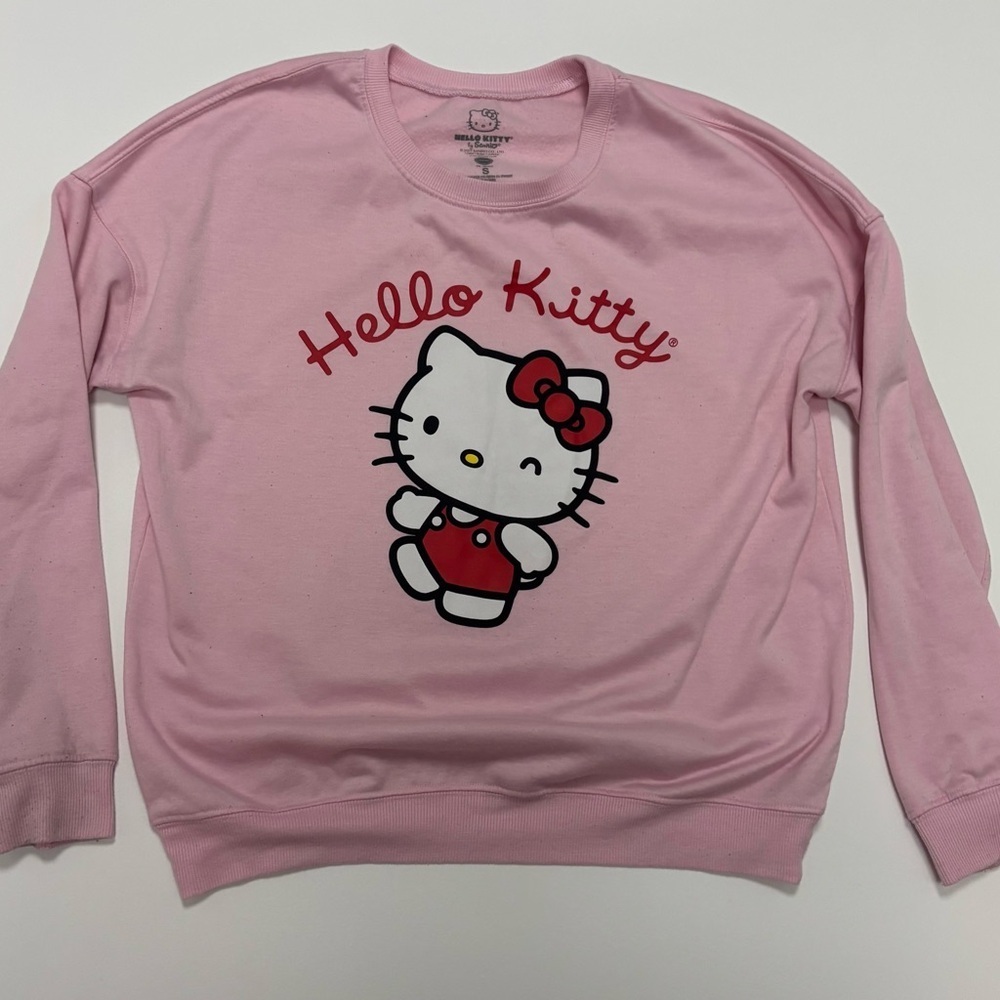 Hello Kitty by Sanrio Pink Crewneck Sweatshirt Size Small